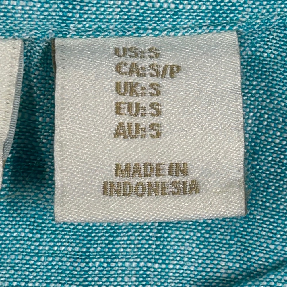 Cynthia Rowley 100% Linen Blouse Top S Short Sleeve Blue Coastal Euro Scandi - Picture 5 of 8